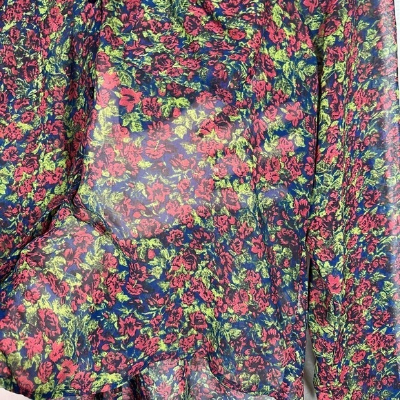 Free People‎ Blouse Easy Rider Button Front Multicolor Floral Size XS - Picture 8 of 11
